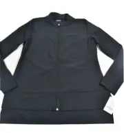 Josie Natori Women Solstice Zip Activewear Jacket New M Solid Black Athletic