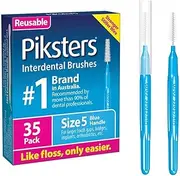 Piksters Interdental Brushes, Size 5, Interdental Tooth Brush for Large Gaps, Gum Soft Bristles for Plaque Removal, Safe for Braces (35 pk)