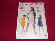 1968 SIMPLICITY #7737 - LADIES "HOW TO SEW" THREE STYLE DRESS PATTERN 3JP FF