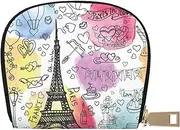 [EdWal] French Paris Tour Eiffel Tower Print Card Holder Unisex Credit Card Case for Men and Women Leather Card Holder, Slim Business Card, White, One Size