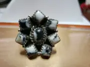 Native American White Buffalo Turquoise Ring sz 9 Sterling Silver Jewelry