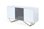 Lacy Buffet Sideboard – High Gloss White Storage Cabinet with Metal Base