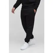 Mens Black Plus 330GSM Skinny Fit Basic Joggers