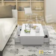 High Gloss White Coffee Table Storage 4 Drawers Side Table Living Room Furniture