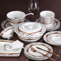在飛比找樂天市場購物網優惠-高級骨瓷餐具陶瓷碗筷套裝高檔中式家用碗碟餐盤歐式日式吃飯碗筷