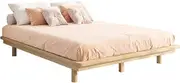 OIKITURE Wooden Platform Bed Frame 9 Sturdy Legs - Bed Base Plaform with Slat Support, Easy Assemble, 300KG Weight Capacity, 190x137x23CM