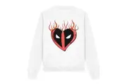 Deadpool Unisex Adult Flaming Heart Sweatshirt (White) - UTTV14980