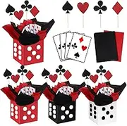 4 Sets Casino Party Decorations Themed Table Centerpieces Casino Night Table Party Toppers with White, Black, Red Dice Box Poker Cutouts and Sticks for Night Decor Birthday