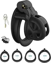SM Chastity Cage Penis Cage Chastity Belt Man With 4 Sizes Cockring Chastity Cage Male Cock Cage SM Bondage Sex Toys For Men(Schwarz,Python-Riemenring)