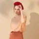 【MASTINA】印花休閒-女七分袖襯衫 印花 米 桔(二色/版型適中)