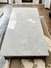 48"x30" White Quartz Dining Table, Agate Stone Center Hallway Furniture Table