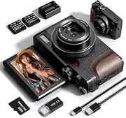56MP 4K Digital Camera for Photography & YouTube Vlogging - 18X Zoom UHD Autofocus Video Camera with 3" 180° Flip Screen, 32GB SD Card & 2 Batteries - Compact Travel (Black)