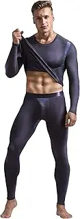 [Ouruikia] Men's Thermal Underwear Set Base Layer Set Tops & Long Johns Thermals Base Layer with Separate Pouch