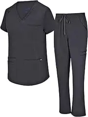 Natural Uniforms Womens 11 Pocket Cool Stretch Cargo Scrub Set with Regular and Petite Sizes