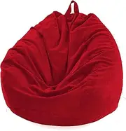Morbuy Bean Bag Cover Monochrome Sofa Cover Lazy Lounger Bean Bag No Filler Detachable Washable Puff Sofa Lounge Recliner for Children's Room, Study (S,Red)