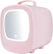 Mini Refrigerator Refrigerator and Heater Thermoelectric Portable 6 L Refrigerator for Skin Care 12 V with Mirror for Skin Care, Drinks, Home, Car, Pink