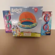 Bluey Shaded Baby Pool Bestway w/ Spiderman & Disney Princess Goggles