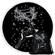 Sparkling Christmas Spirit Cute White Tailed Deer Round Beach Towel