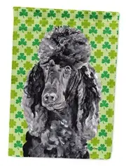 SC9722CHF Black Standard Poodle Lucky Shamrock St. Patrick's Day House Flag