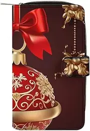 [QMNRTK] Christmas Ball Golden Bell Credit Card Wallet Rfid Blocking Slim Bifold Genuine Leather Minimalist Front Pocket Wallets Keychain Wallet for Men And Women, style, 19.7x11x3.5cm, Style