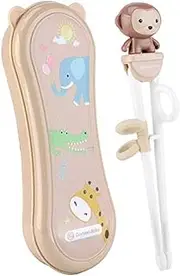 Goryeo Baby Training Chopsticks for Kids - Kids Chopsticks Use Completely Harmless Material - Anti-Dislocation Buckle Design - Includes Portable Box (Brown)