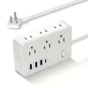 Multi Plug Outlet Extender, Power Strip W/ 6AC, 3 USB Charg Ports, & 1 Type C,