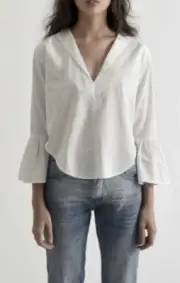Women's NWT One X One Teaspoon Crisp White Creeper Cotton Top Shirt Blouse Sz S