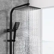 ACA Square Black 10" Ultrathin Rainfall Handheld 3-MODE Heads Set Gooseneck Arm Wall Rail Diverter WELS High Pressure