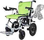 Electric Wheelchair for Adults Lightweight Foldable Powered Motorized Wheelchairs, All Terrain Wheel Chair, Folding Portable Powerchair for Seniors (Color : Green)