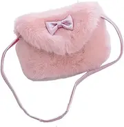 [FakeFace] Kids Girls Toddlers Hairy Mini Shoulder Bags Messenger Bags Small Purse Cross Body Handbag for 1-5 Yrs
