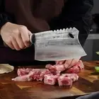 Cleaver Knife Kitchen Meat Slicing Chopping Chef Butcher Stainless Steel Wood S