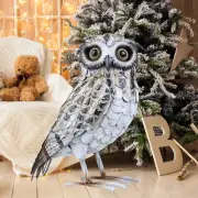 Metal Owl Statue Bird Decoy Yard Art Outdoor Indoor Patio Lawn Yard Decoration