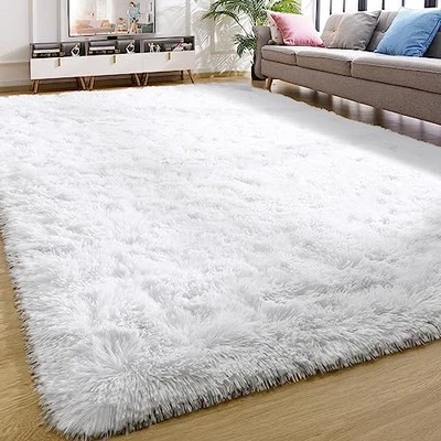 Area Rugs for Living Room Bedroom, 4x6 Machine Washable Large White Carpet,