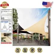 10' x 10' Triangle Shade Sail in Beige – Heavy Duty with 95% UV Blockage