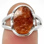 Natural Sunstone Rough 925 Sterling Silver Ring s.7.5 Jewelry R-1438