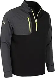 [Callaway] Mens Aquapel Mixed Media Pullover Sweater - Caviar - M