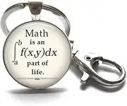[BOMUKE] Math Is an Integral Part of Life Keychain - Math Geek Pendant for Teachers, Students - Graduation Gift, 银色, 2, Modern