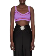 Paco Rabanne Metallic Knit Cropped Top FR36 Black