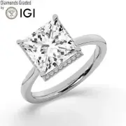 Princess Solitaire Labgrown Diamond Hidden Halo Engagement Ring Platinum 5.35 Ct