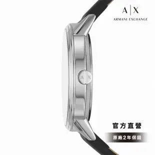 【A|X Armani Exchange 官方直營】Cayde 時刻變化齒輪手錶 黑色真皮錶帶 42MM AX2745