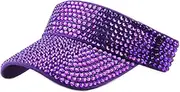 [SMIUPIN] Bling Shiny Rhinestones Sun Visor hat Cap for Women,Adjustable Summer Beach Visor Caps Running Tennis Golf Sun hat