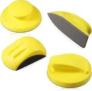 SPEEDWOX 4 Pack 5" Hand Sanding Blocks Round and Mouse-Shaped Hook and Loop Sanding Pad Includes Cleaning Brush, Hook Backing Plate for Wood Furniture Restoration Polishing Home and Car (Yellow)