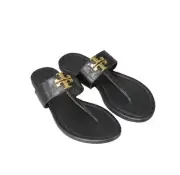 Tory Burch Women's Everly Backless Flat Thong Sandals (Perfect Black, Numeric_7)