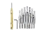 8 Pieces Centre Drill Bits Set Self Centering Hinge Hole Drilling With Auto Punch silver