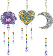 Finphoon Diamond Painting Suncatcher Wind Chime Kits 3PCS Double Sided