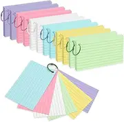 BAYTORY 600-Piece Colored Index Cards, Notecards 3x5 Lined, Multicolor Paper Binder Ring Easy Flip Flash Card, Study Memo Pads for Office School Supplies(Multicolor 600-Piece)