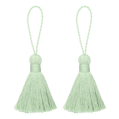 2Pcs 5.31" Bookmark Tassels with Loop for DIY Crafts Accessory, Mint Green