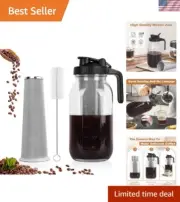 Portable 64 oz Mason Jar Pitcher with Ergonomic Handle for Iced Coffee & Tea
