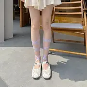 Balletcore Tie-Up No Show Socks White & Purple - One Size
