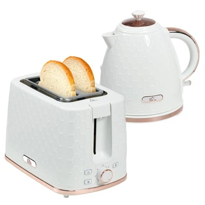 HOMCOM Kettle and Toaster Set 1.7L Kettle & 2 Slice Toaster Set White